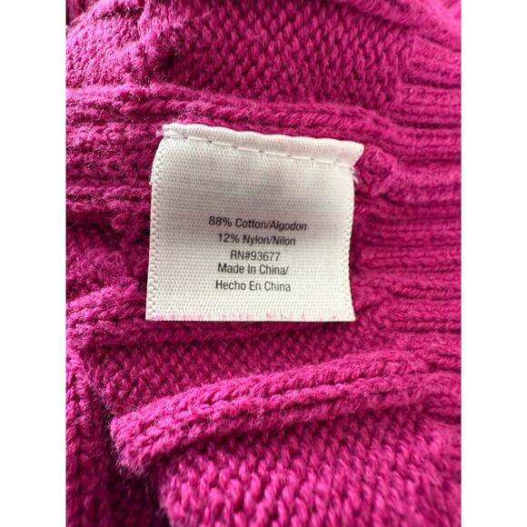 St Johns Bay Size M Cable Knit Sweater Purple Round Neck Long Sleeve - Picture 6 of 8